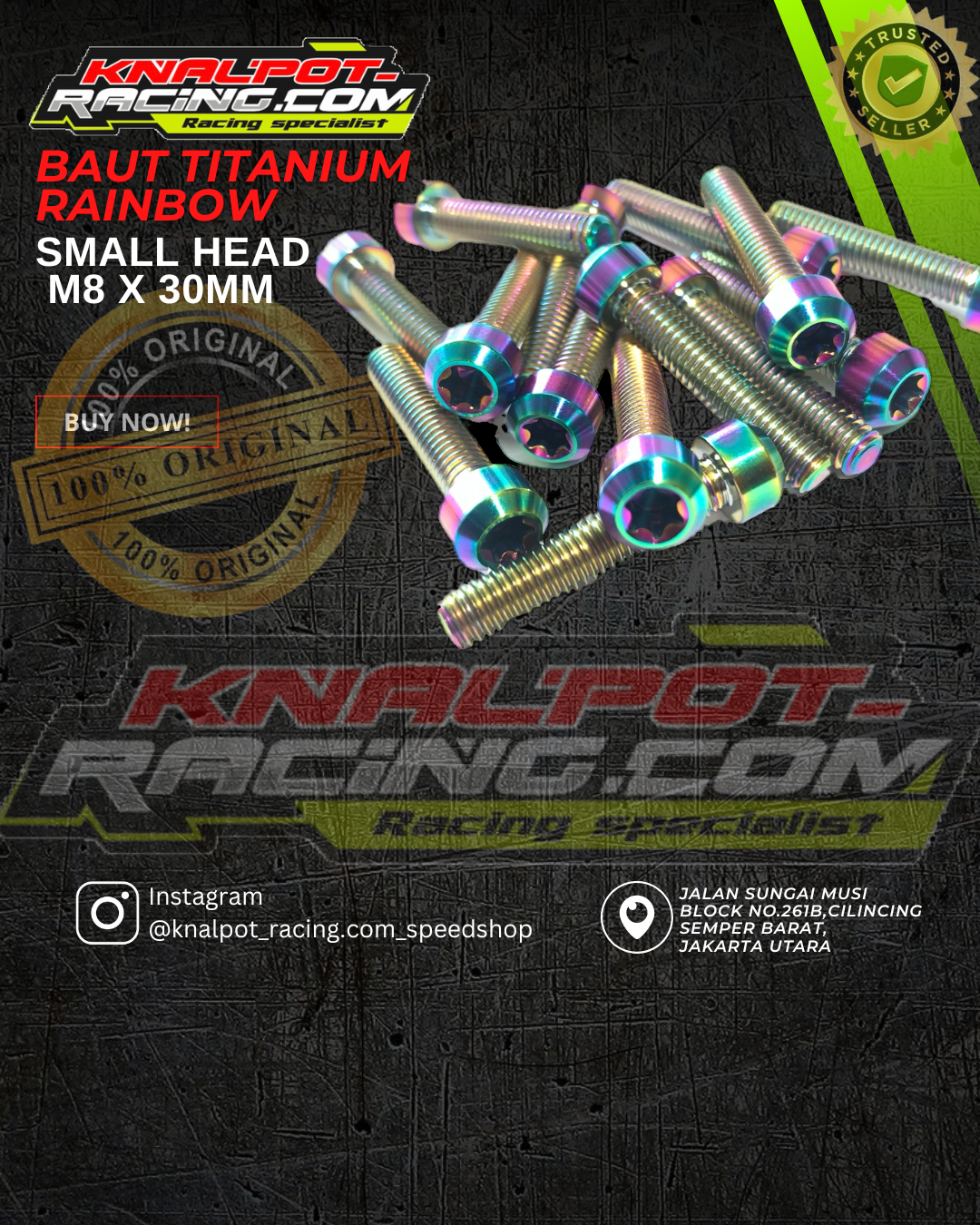 BAUT TITANIUM RAINBOW SMALL HEAD M8X30MM